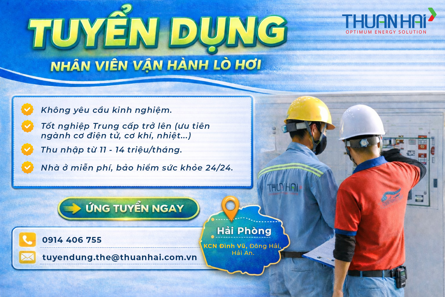 Tuyển dụng vận hành hơi Hải Phòng