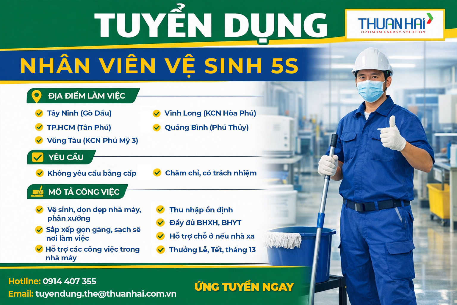 tuyển nhân viên vệ sinh 5S tuyển nhân viên vệ sinh 5S